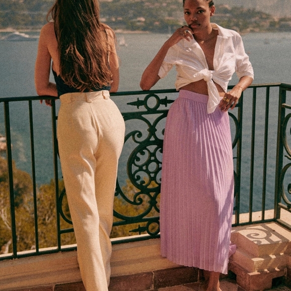 Sezane Dilo Long Pleaded Flowy Skirt - Picture 2 of 9